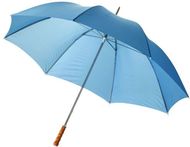 30" Karl-golfsateenvarjo puukahvalla, sininen liikelahja logopainatuksella